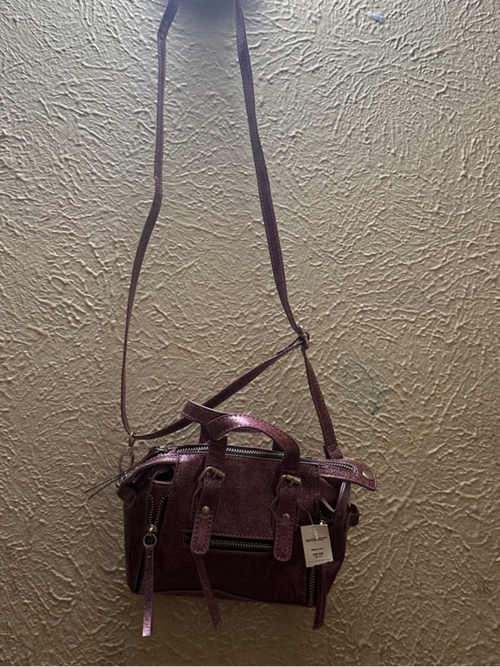 Women's Metallic Plum Crossbody Satchel